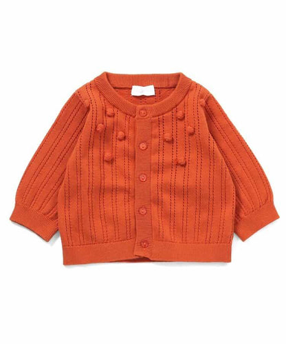 鏤空編織爆米花針織開衫_可機洗