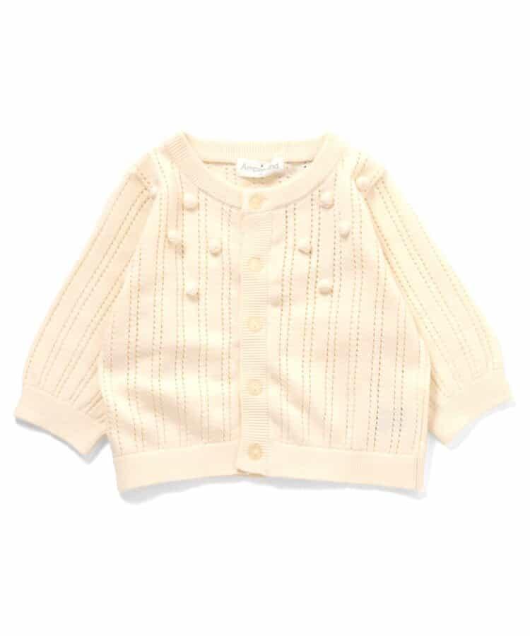 鏤空編織爆米花針織開衫_可機洗