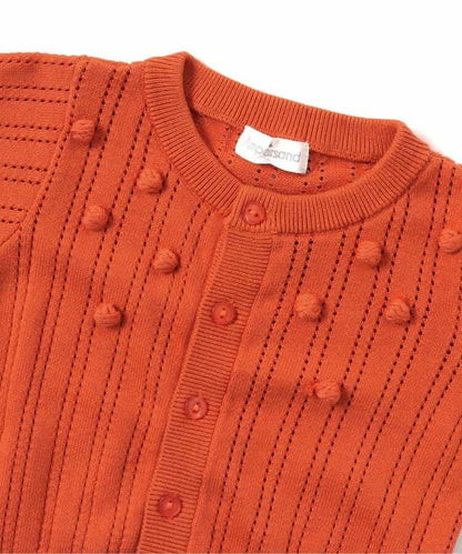 鏤空編織爆米花針織開衫_可機洗