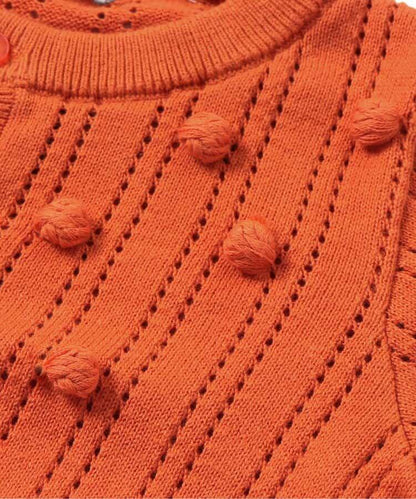 鏤空編織爆米花針織開衫_可機洗