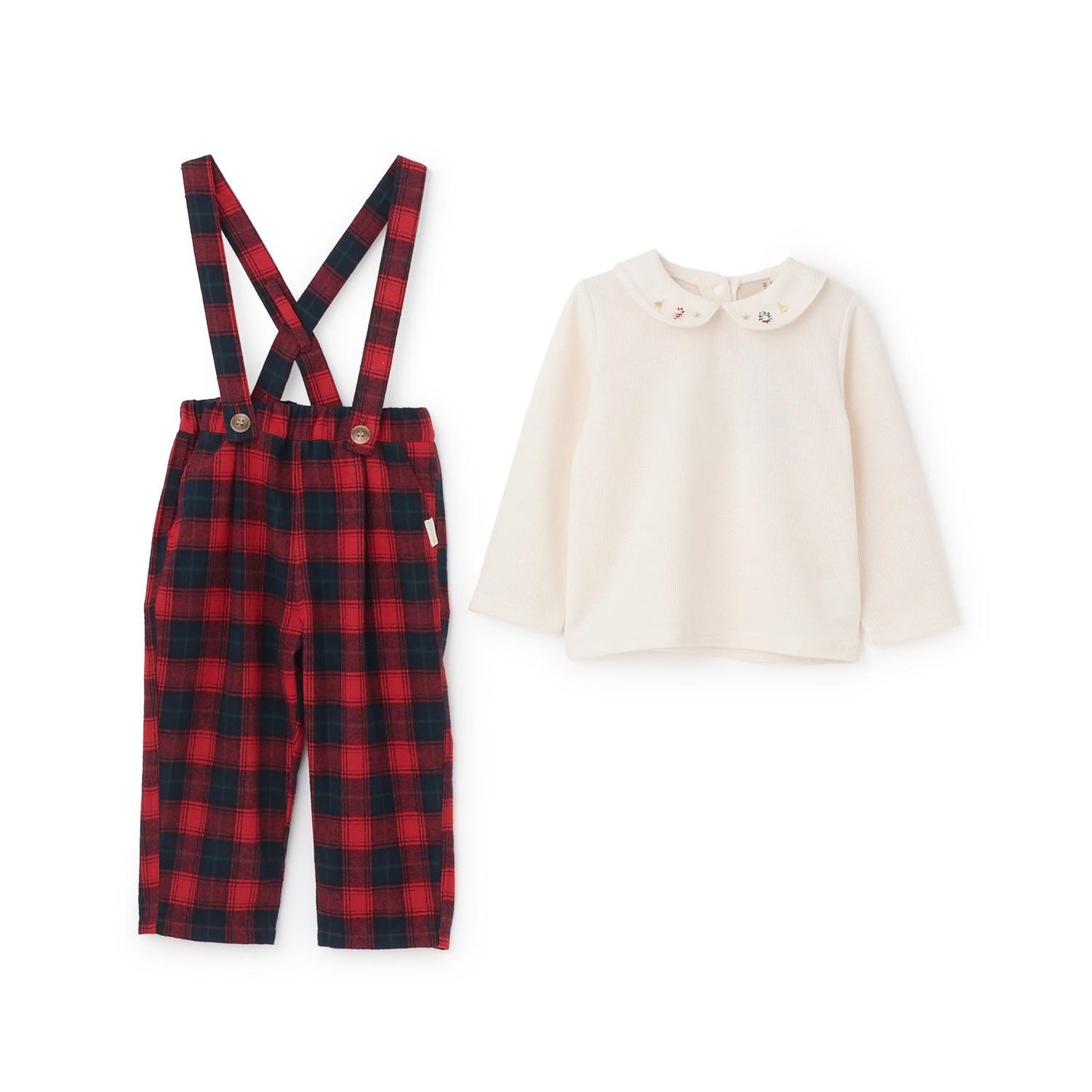 帶領長袖T恤+帶揹帶褲套裝