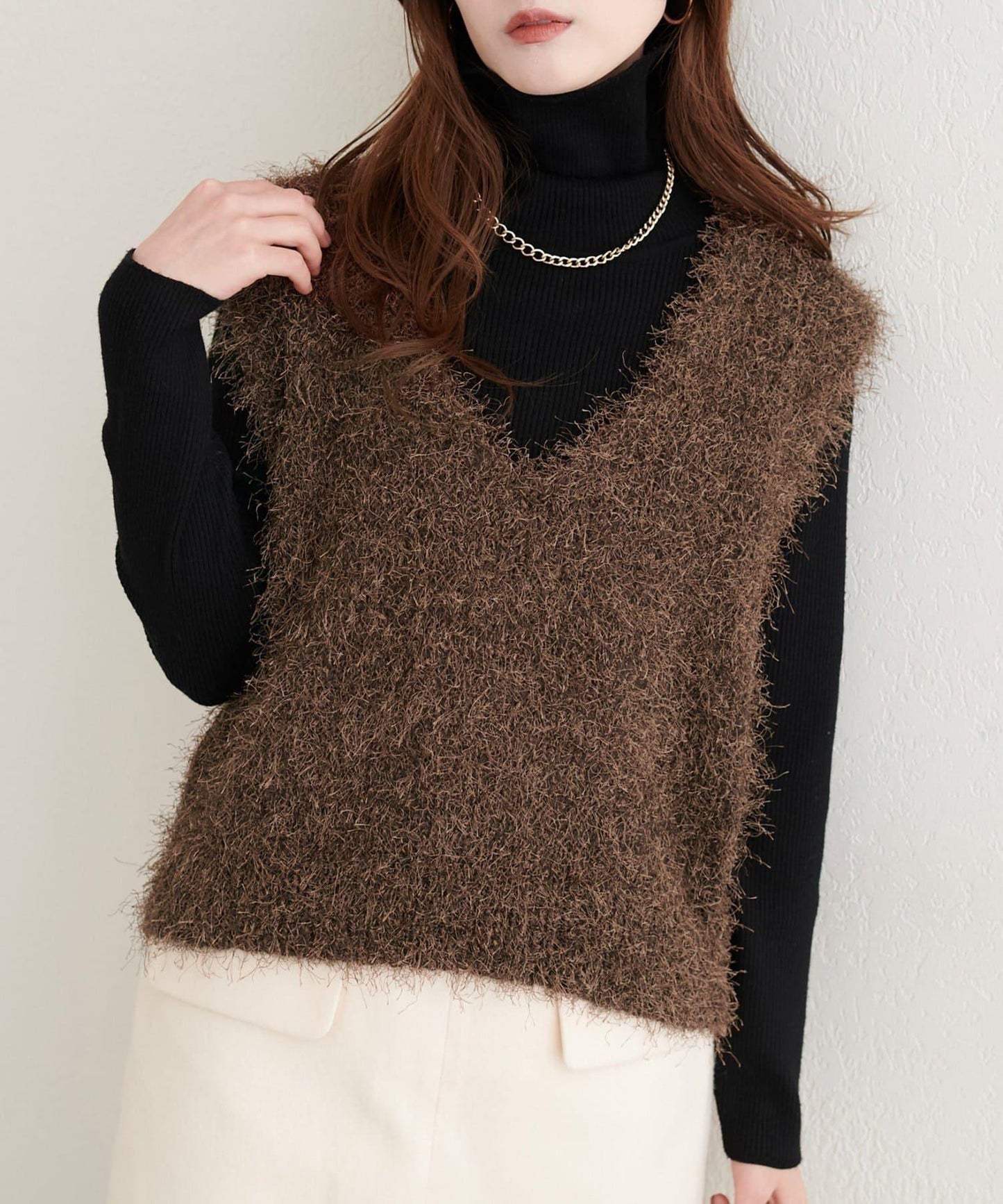 【natural couture】羽毛紗V領背心