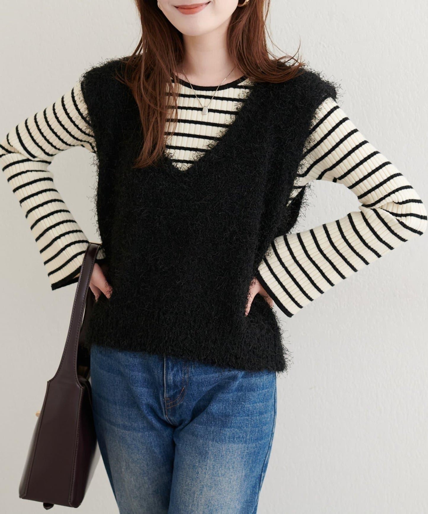 【natural couture】羽毛紗V領背心