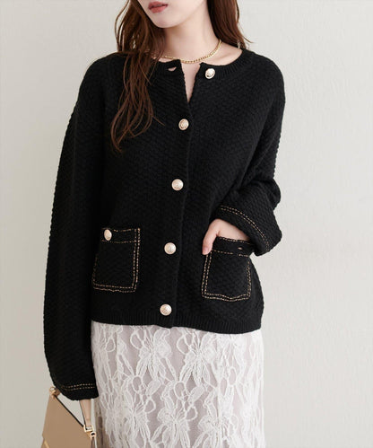 【natural couture】拼色縫線針織夾克