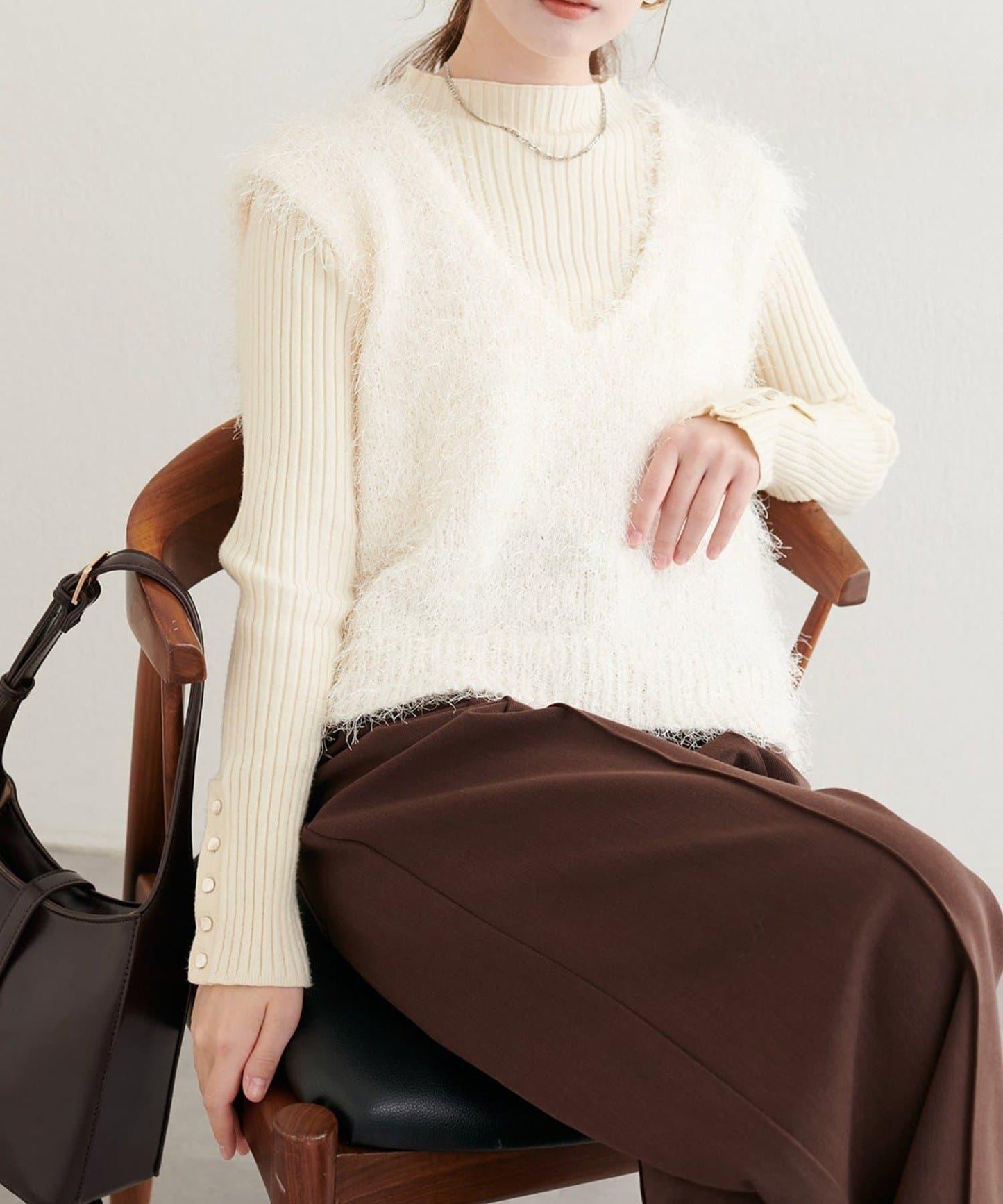 【natural couture】羽毛紗V領背心