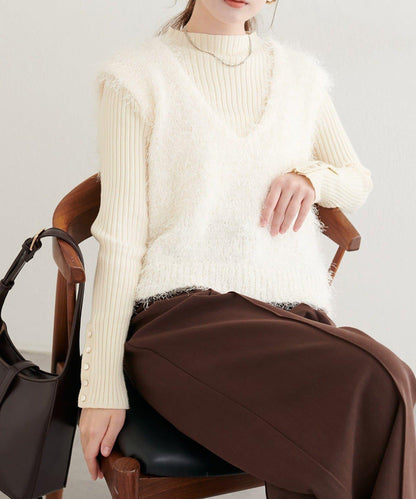 【natural couture】羽毛紗V領背心