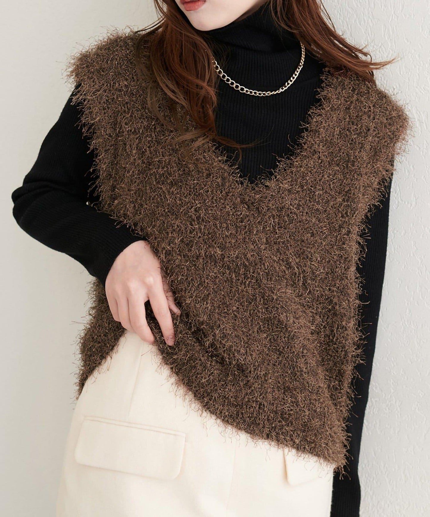 【natural couture】羽毛紗V領背心