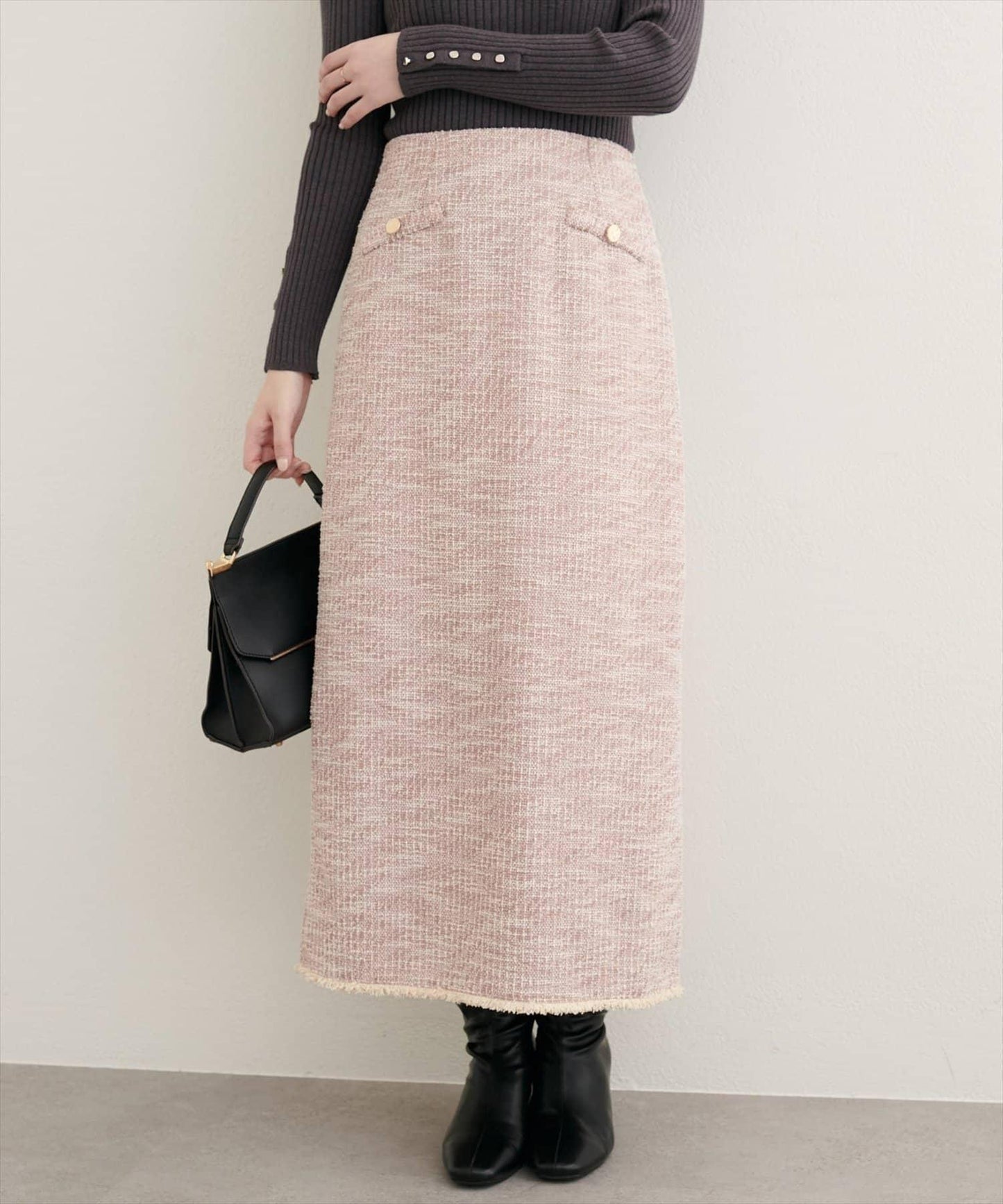 【natural couture】彈力粗花呢修身半身裙