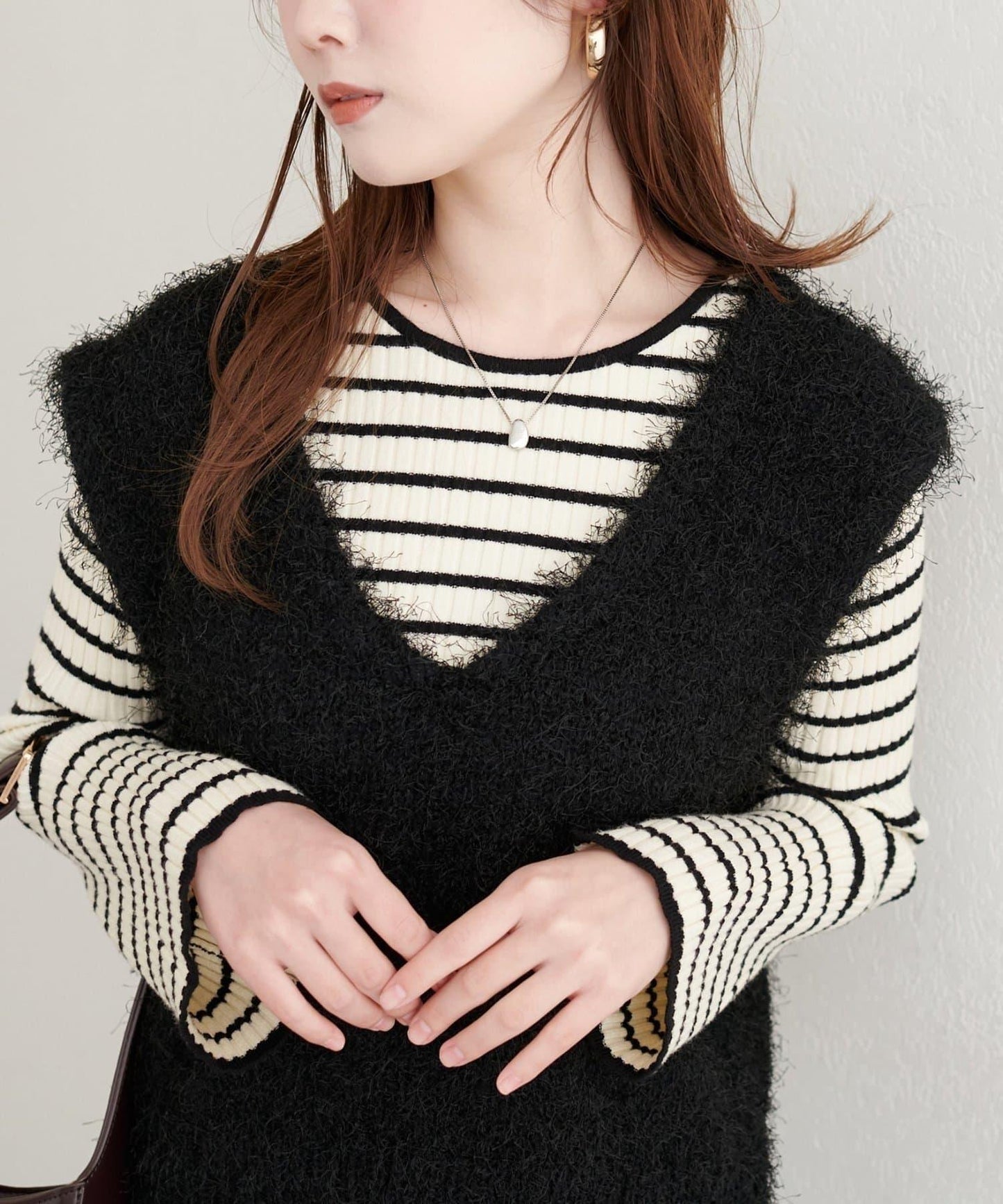 【natural couture】羽毛紗V領背心