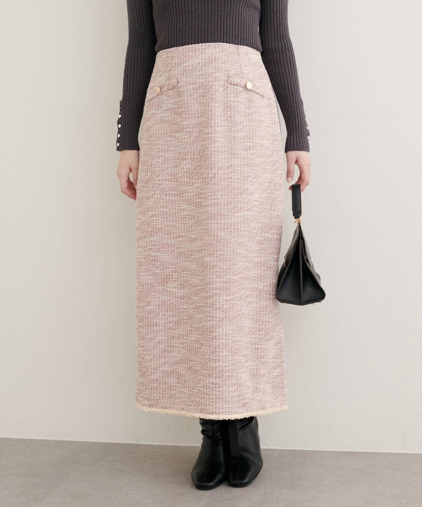 【natural couture】彈力粗花呢修身半身裙