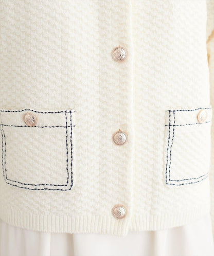 【natural couture】拼色縫線針織夾克