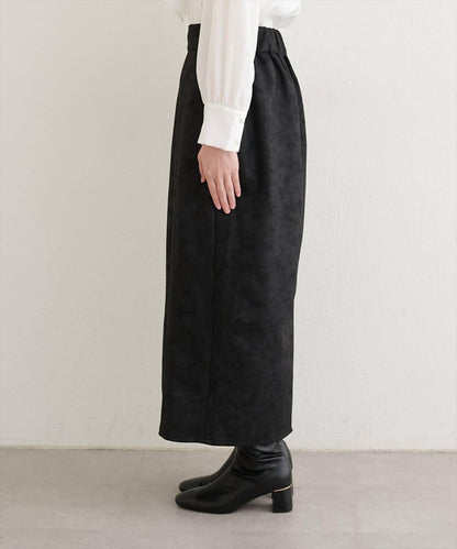 【natural couture】仿皮質針織絨面修身半身裙