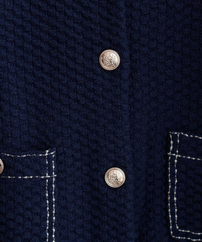 【natural couture】拼色縫線針織夾克