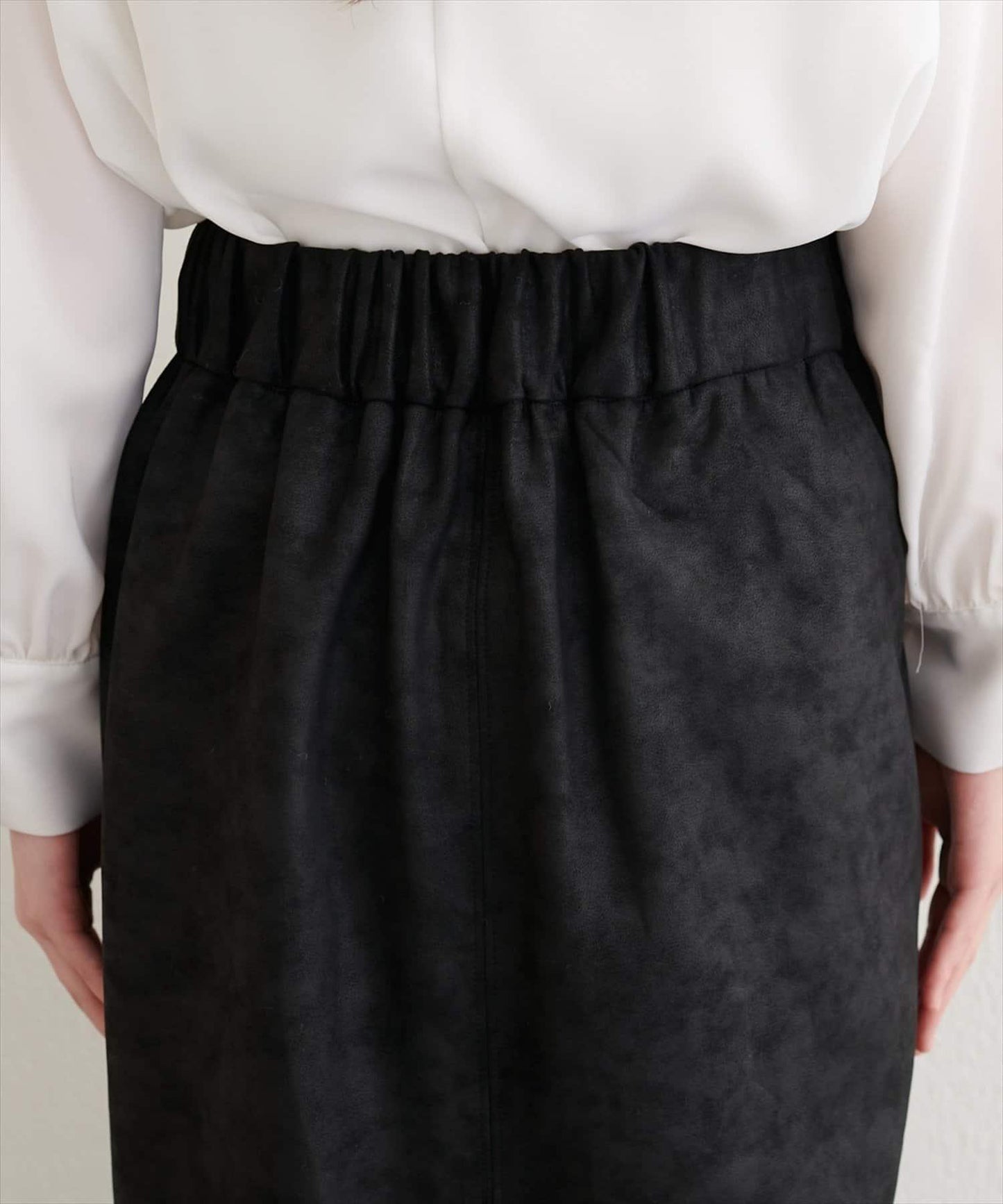 【natural couture】仿皮質針織絨面修身半身裙