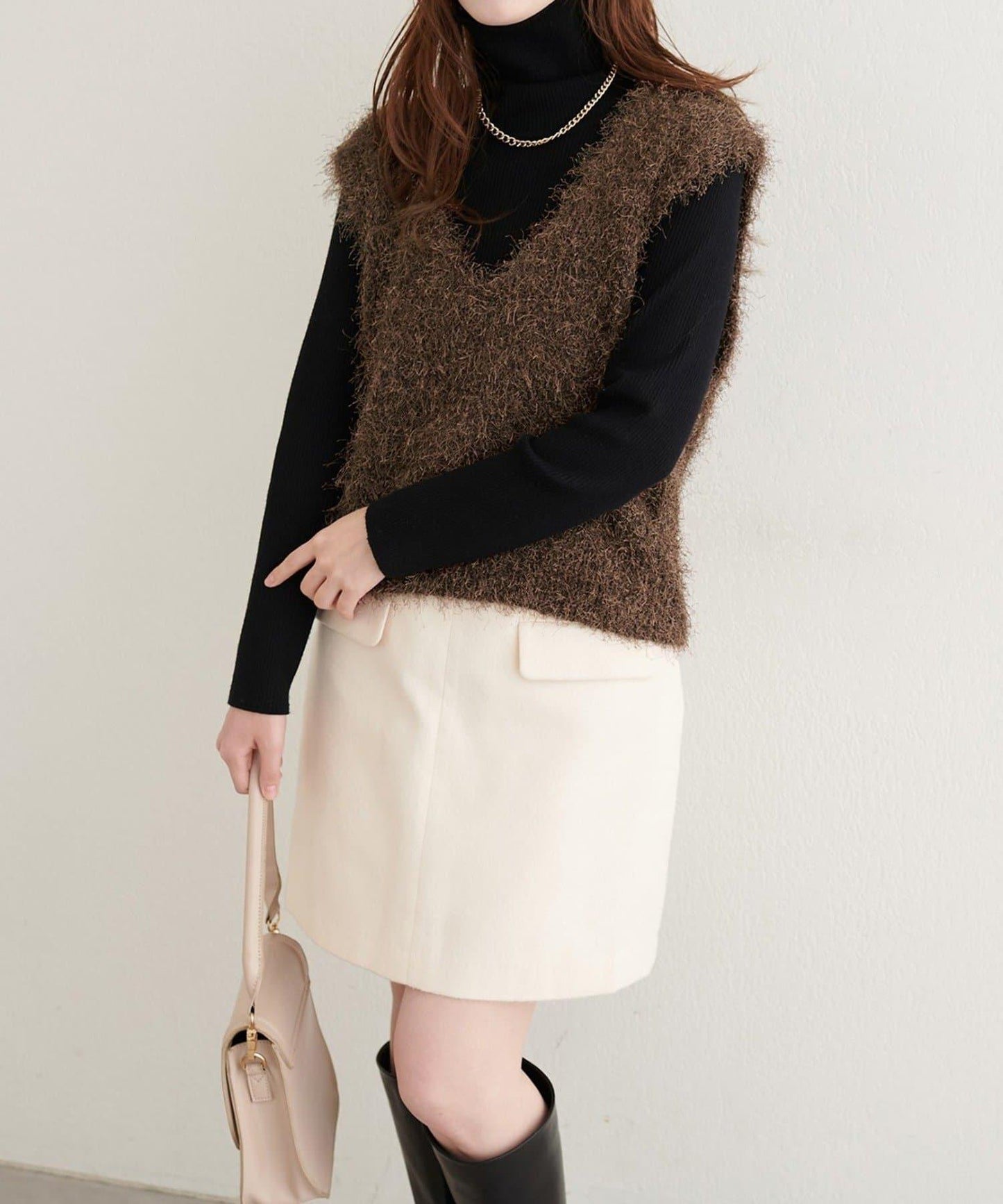 【natural couture】羽毛紗V領背心