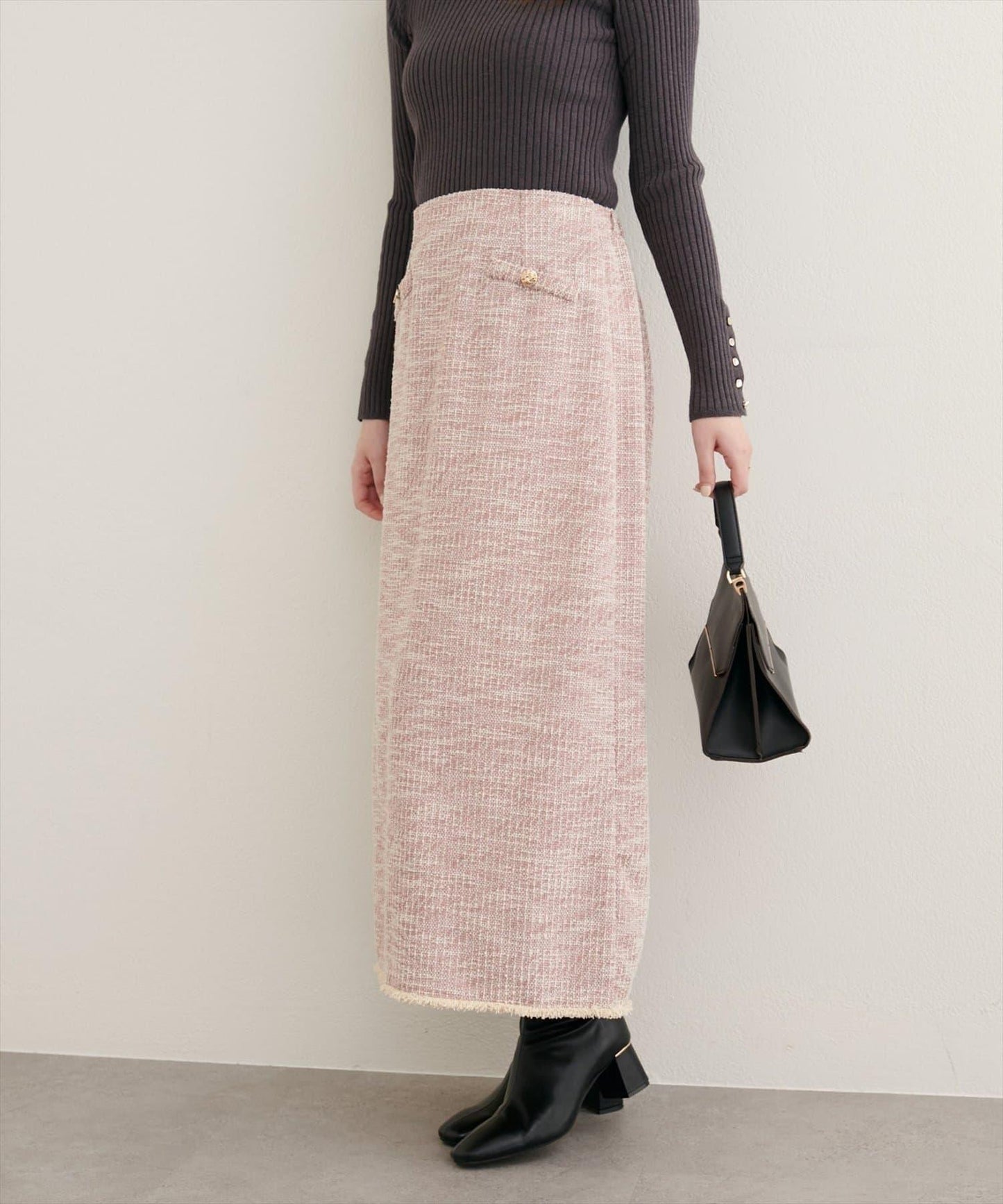 【natural couture】彈力粗花呢修身半身裙