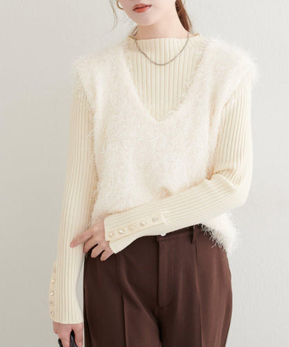 【natural couture】羽毛紗V領背心