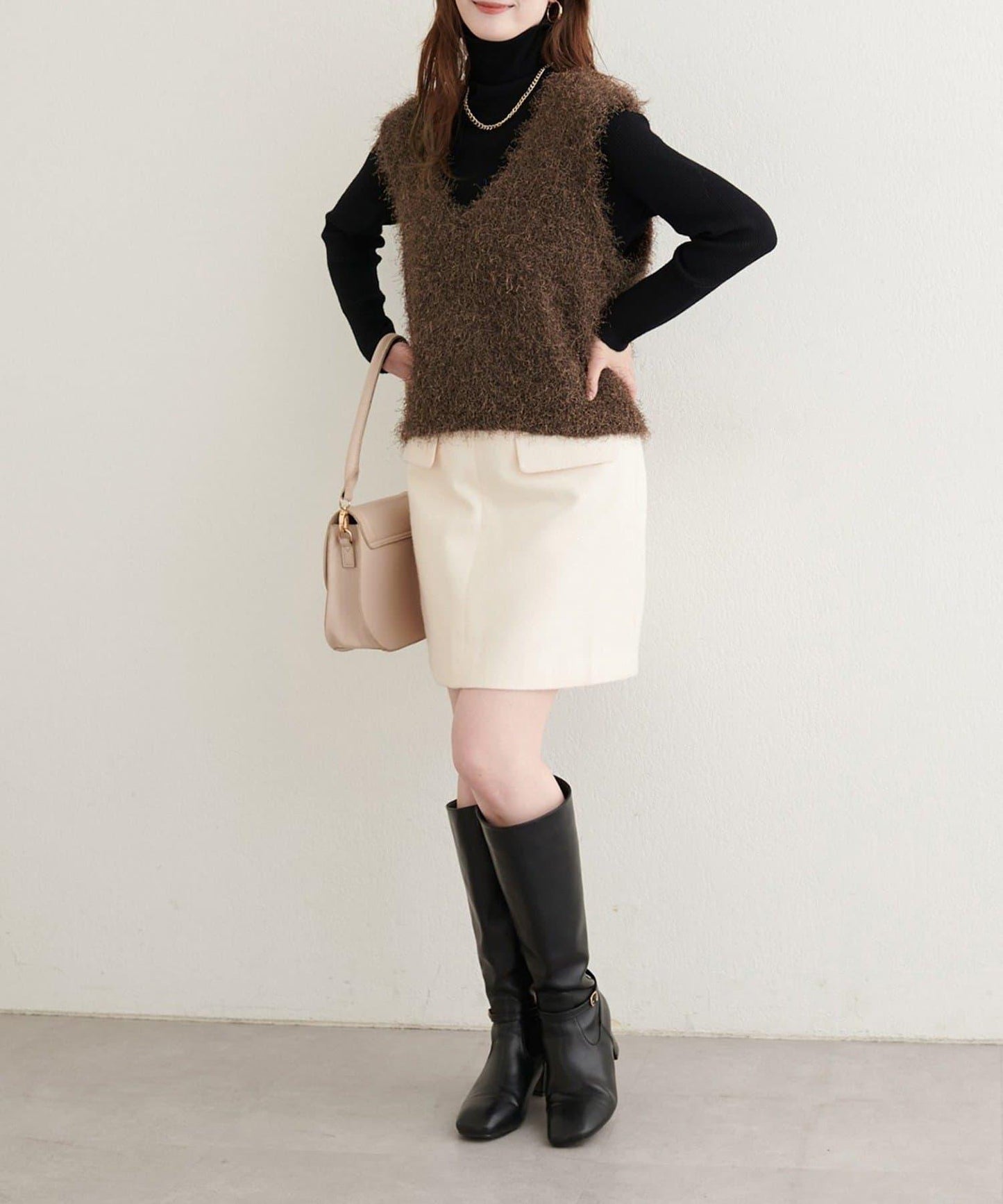 【natural couture】羽毛紗V領背心