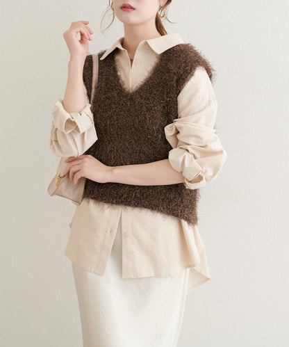 【natural couture】羽毛紗V領背心