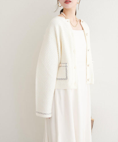 【natural couture】拼色縫線針織夾克