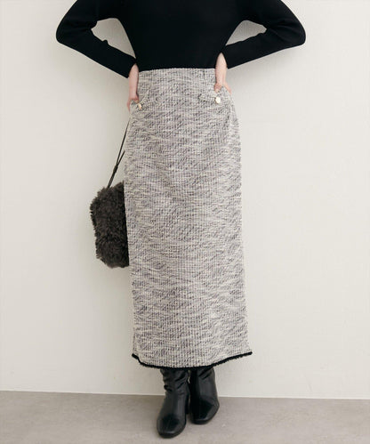 【natural couture】彈力粗花呢修身半身裙