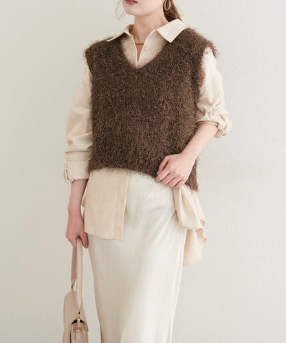 【natural couture】羽毛紗V領背心