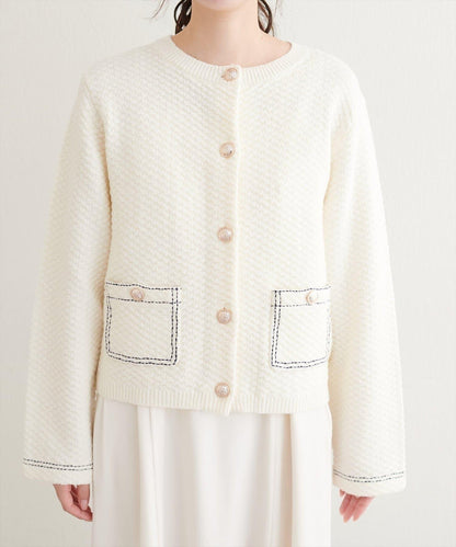 配色拼接針織夾克