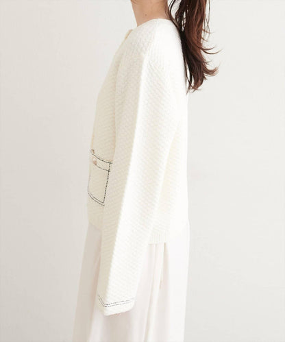 【natural couture】拼色縫線針織夾克