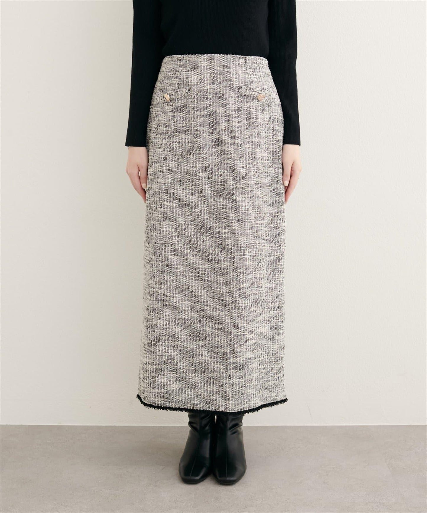 【natural couture】彈力粗花呢修身半身裙