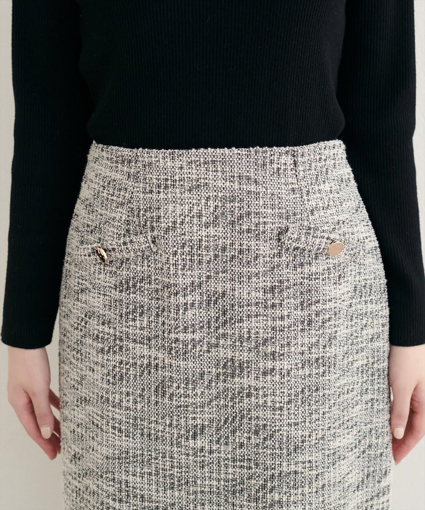 【natural couture】彈力粗花呢修身半身裙