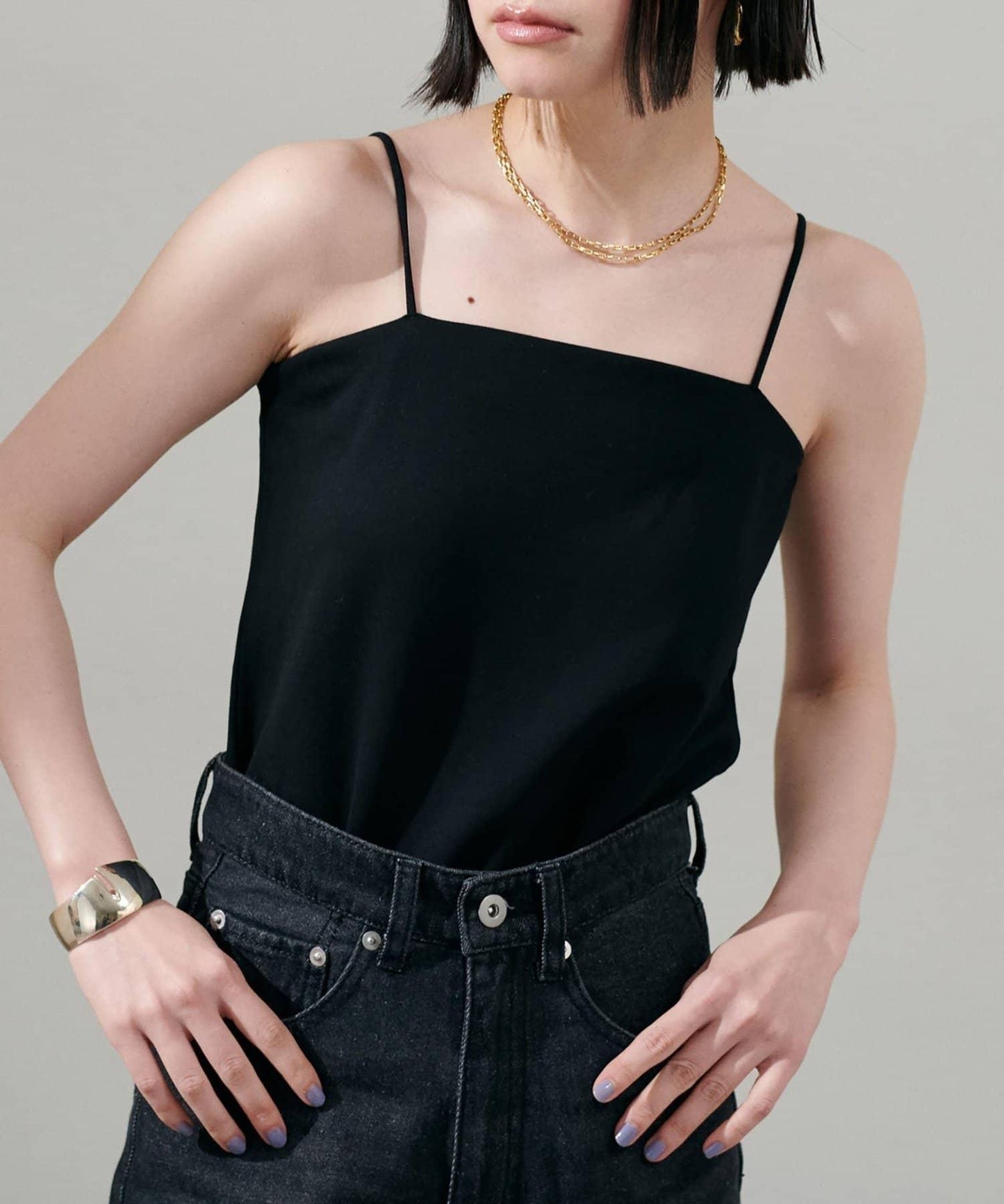 【LARUTA】帶胸墊人造絲針織吊帶背心