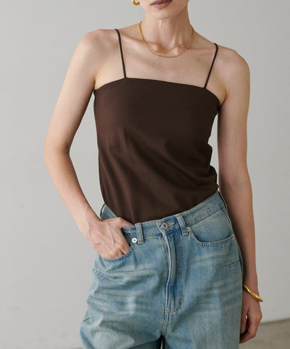 【LARUTA】帶胸墊人造絲針織吊帶背心