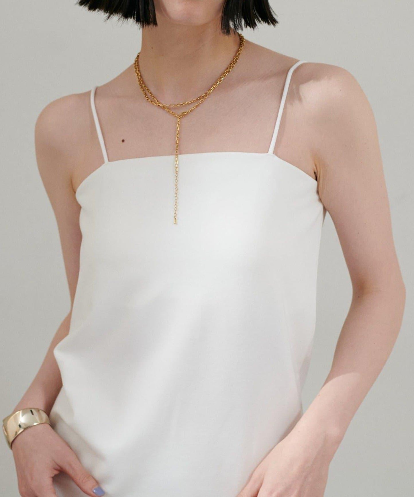 【LARUTA】帶胸墊人造絲針織吊帶背心