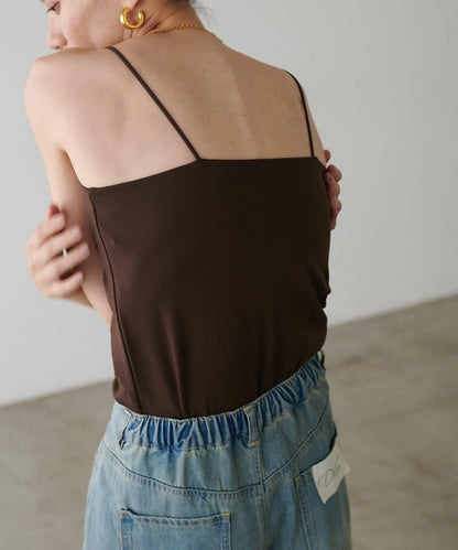 【LARUTA】帶胸墊人造絲針織吊帶背心