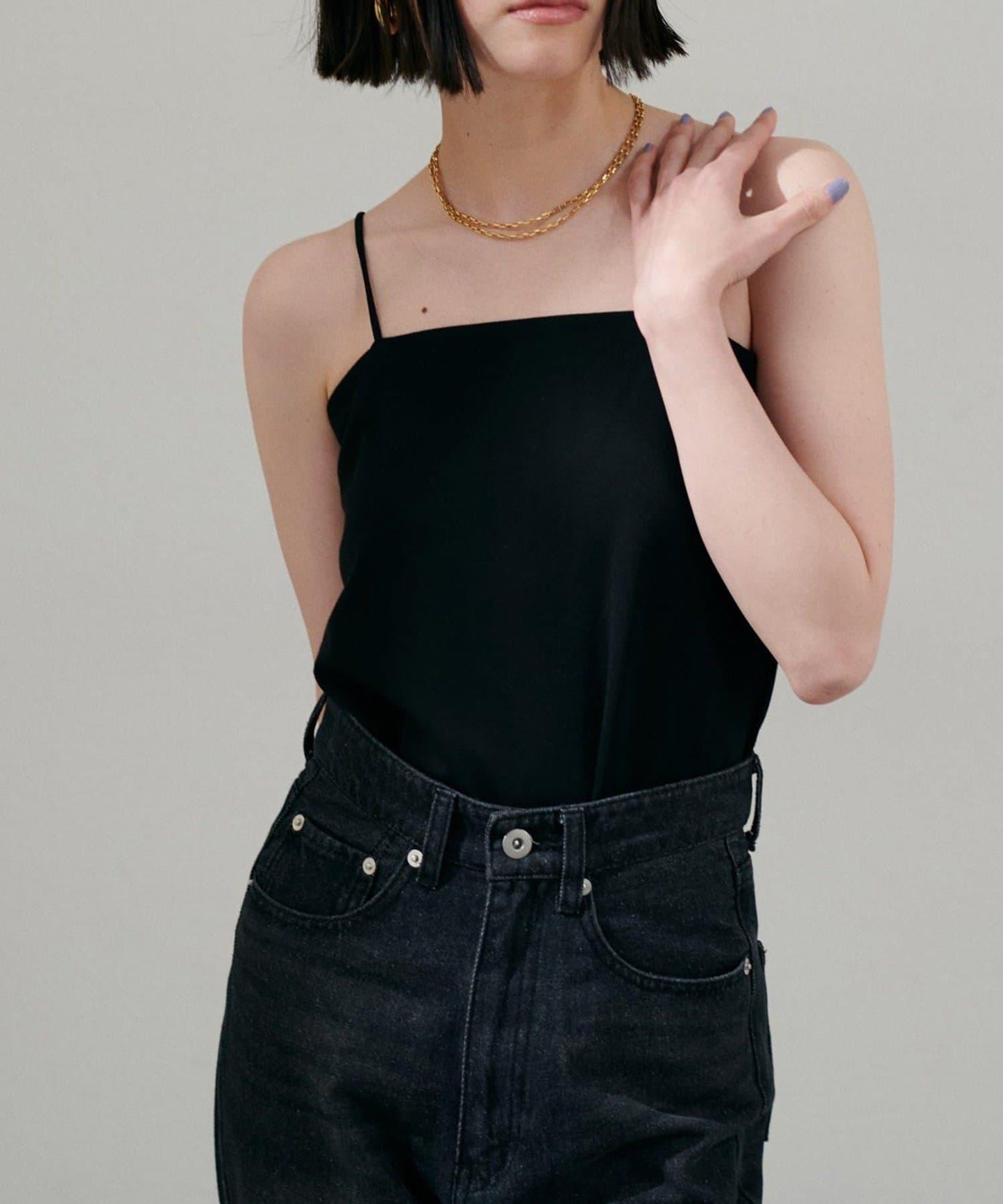 【LARUTA】帶胸墊人造絲針織吊帶背心