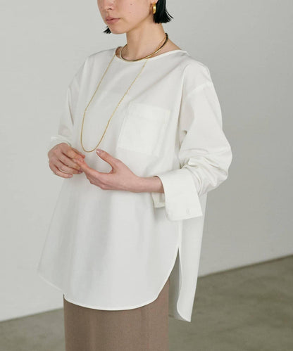 【LARUTA】寬幅PU混紡帶袖口套頭衫