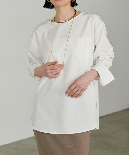 【LARUTA】寬幅PU混紡帶袖口套頭衫