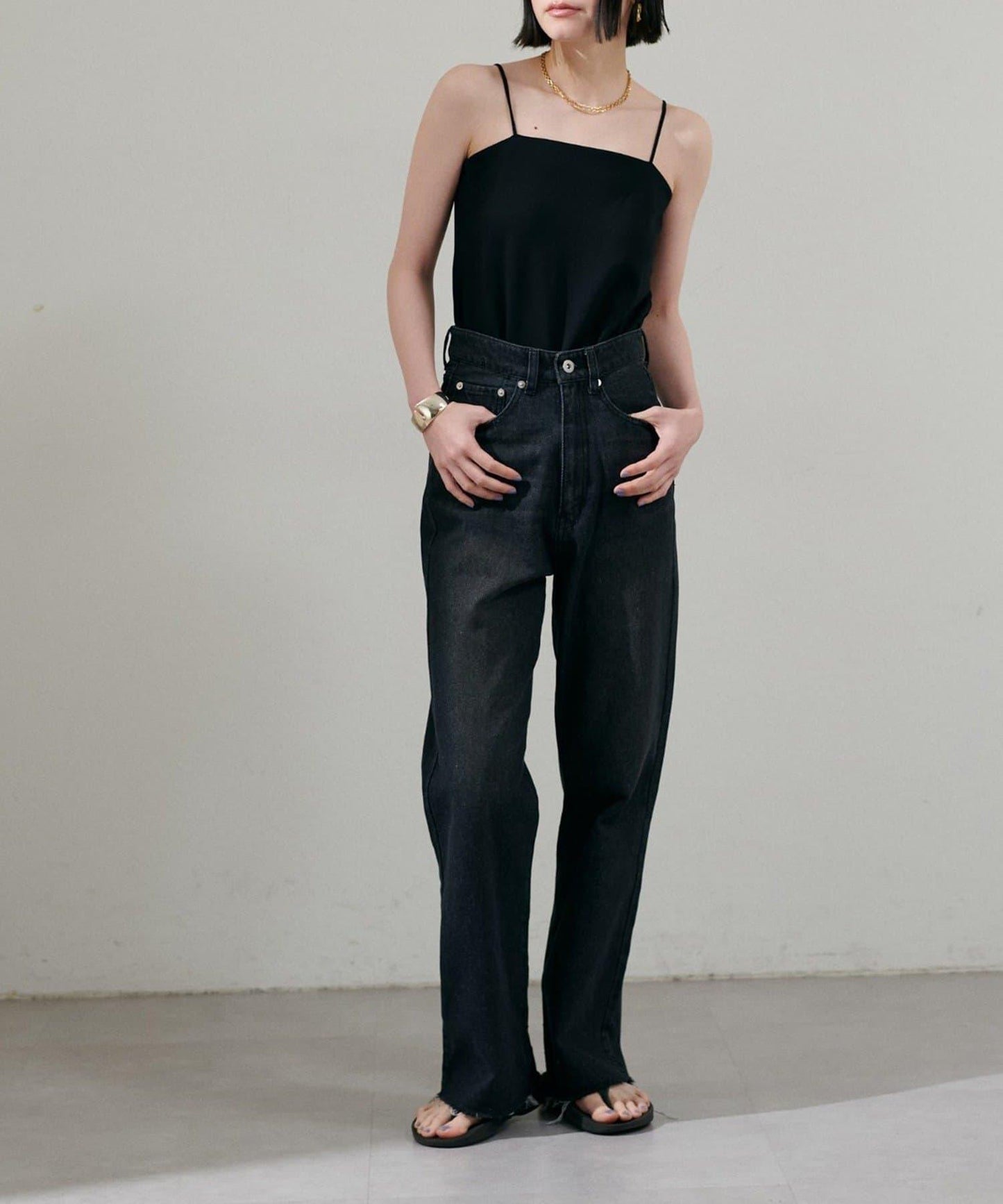 【LARUTA】帶胸墊人造絲針織吊帶背心