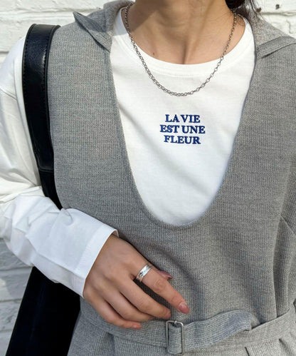 單點刺繡標誌長袖T恤