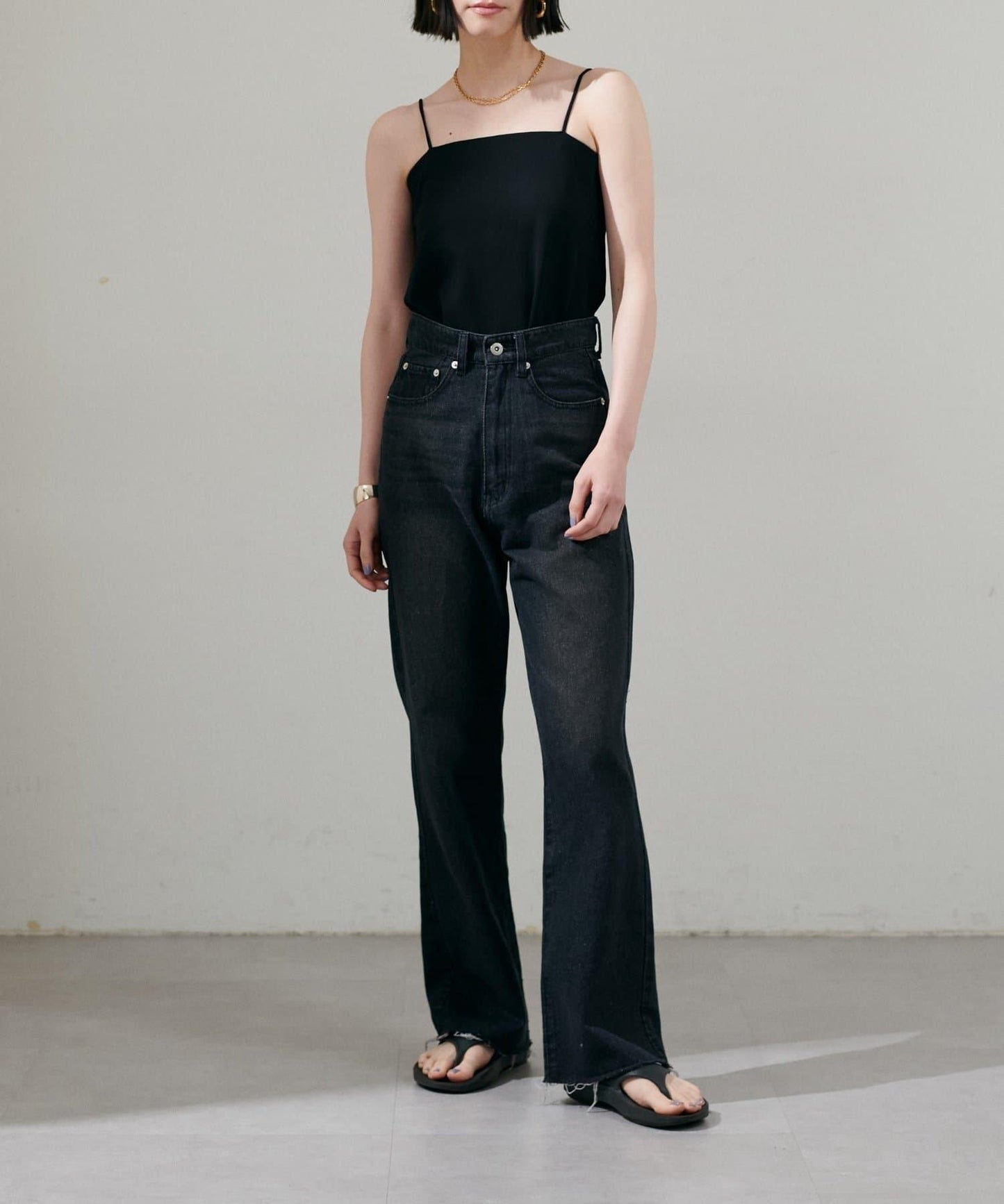 【LARUTA】帶胸墊人造絲針織吊帶背心