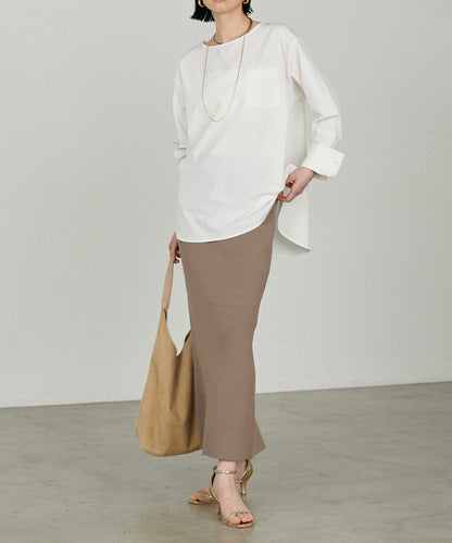 【LARUTA】寬幅PU混紡帶袖口套頭衫