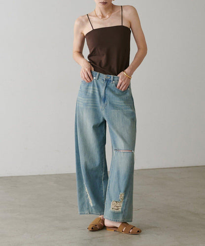 【LARUTA】帶胸墊人造絲針織吊帶背心