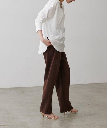 【LARUTA】寬幅PU混紡帶袖口套頭衫