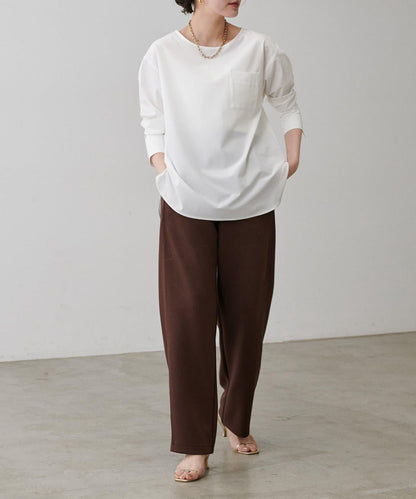 【LARUTA】寬幅PU混紡帶袖口套頭衫