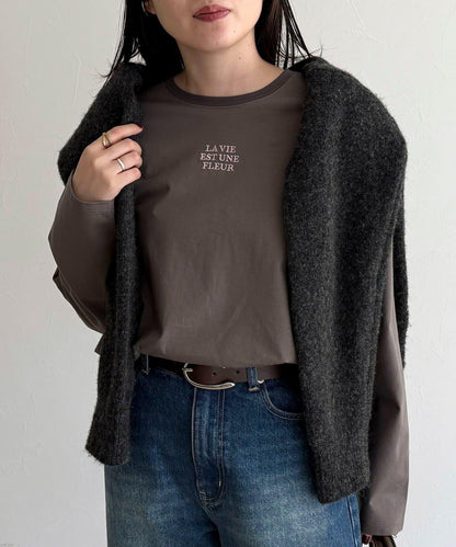 單點刺繡標誌長袖T恤