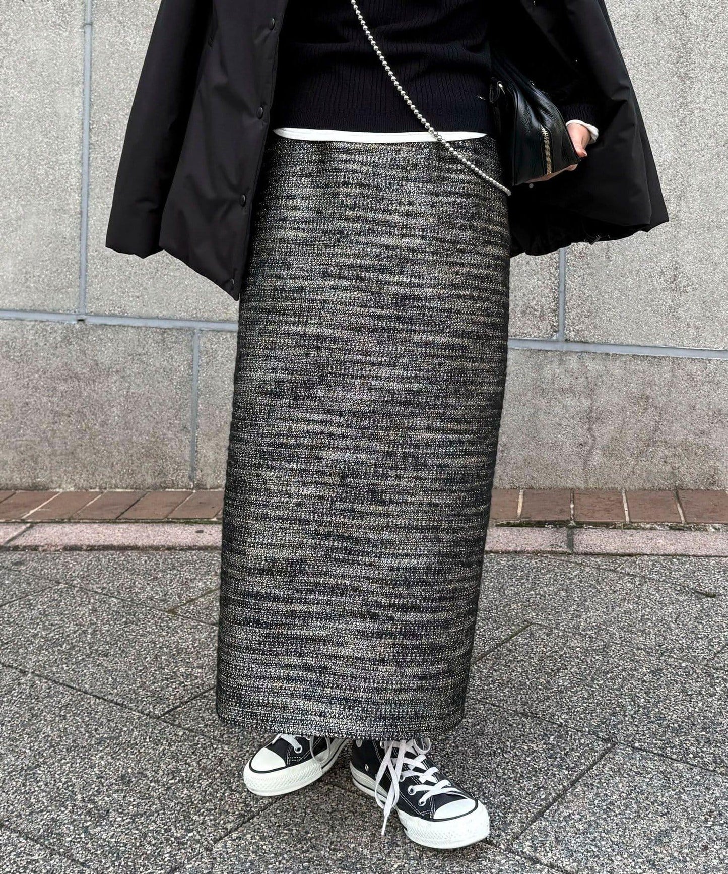 亮片粗花呢半身裙