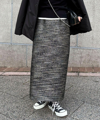 亮片粗花呢半身裙