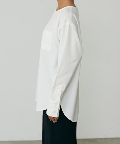 【LARUTA】寬幅PU混紡帶袖口套頭衫