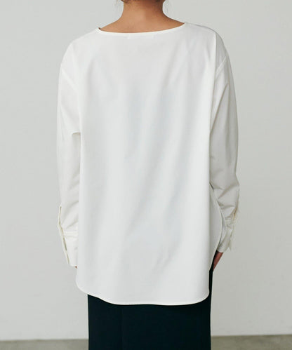 【LARUTA】寬幅PU混紡帶袖口套頭衫