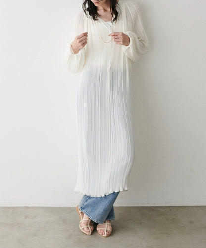 【LARUTA】百褶直筒連衣裙